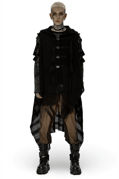 Kantiger postapokalyptischer Cape aus gestrickter Gaze