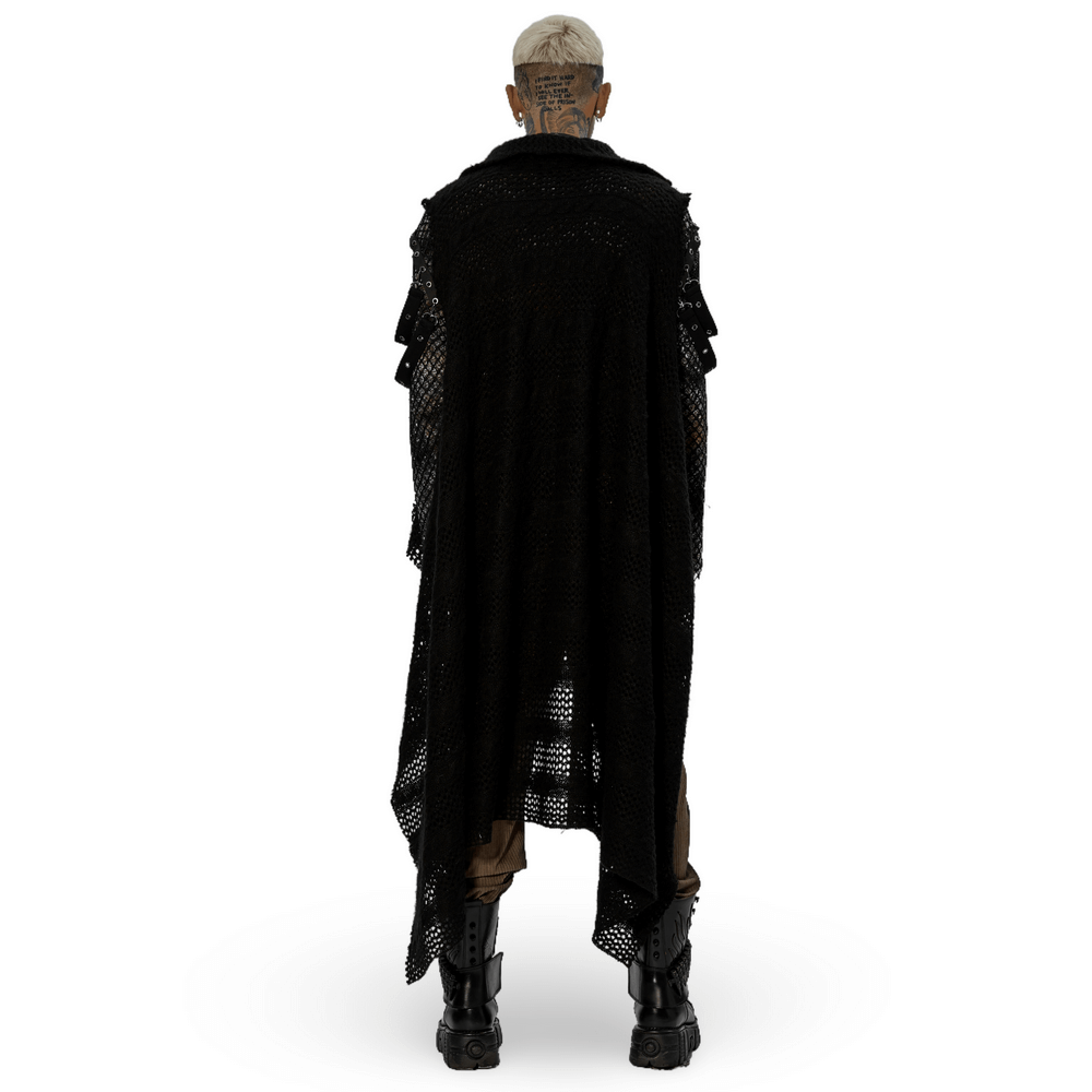 Edgy Post-Apocalyptic Knitted Gauze Spliced Waistcoat - HARD'N'HEAVY