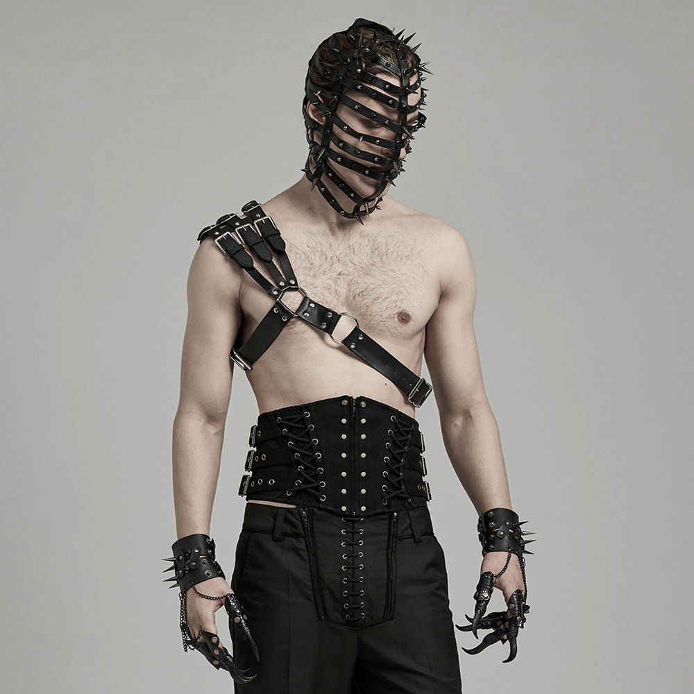 Edgy PU Leather Punk Shoulder Harness With Adjustable Straps