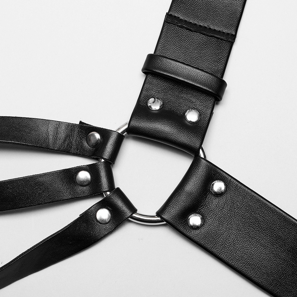 Edgy PU Leather Punk Shoulder Harness With Adjustable Straps