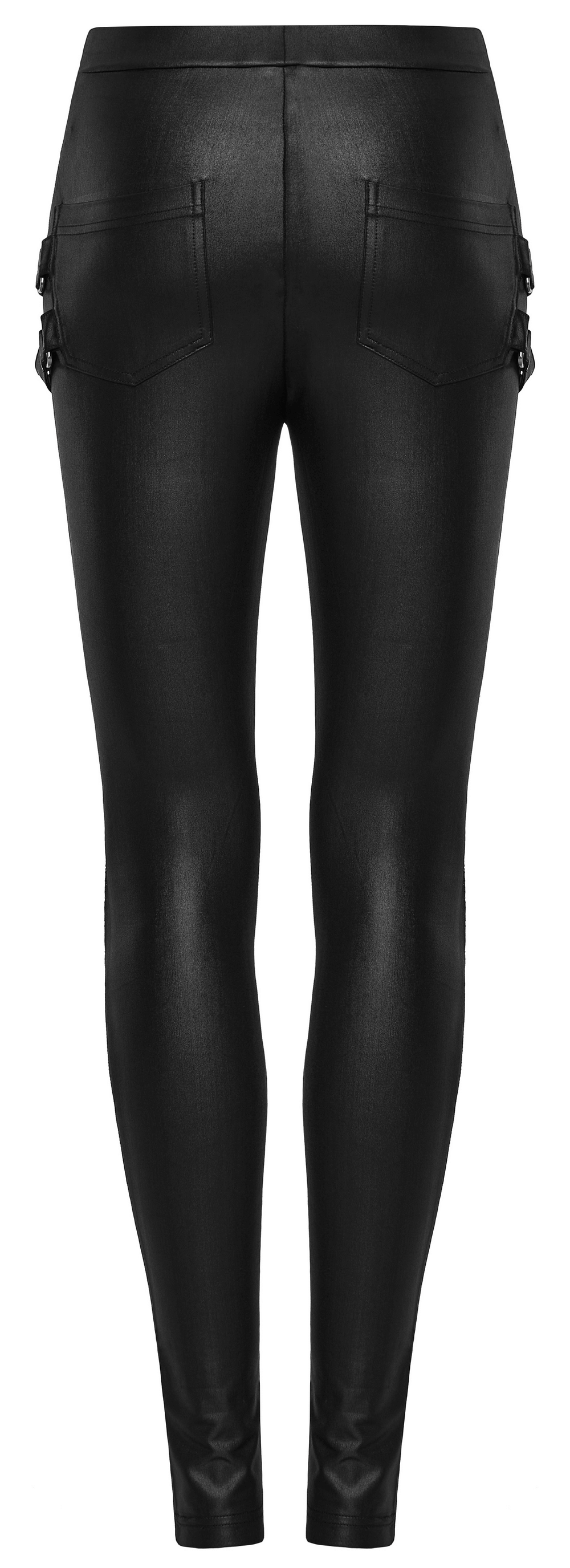 Edgy Punk Lace-Up Faux Leather Skinny Pants - HARD'N'HEAVY