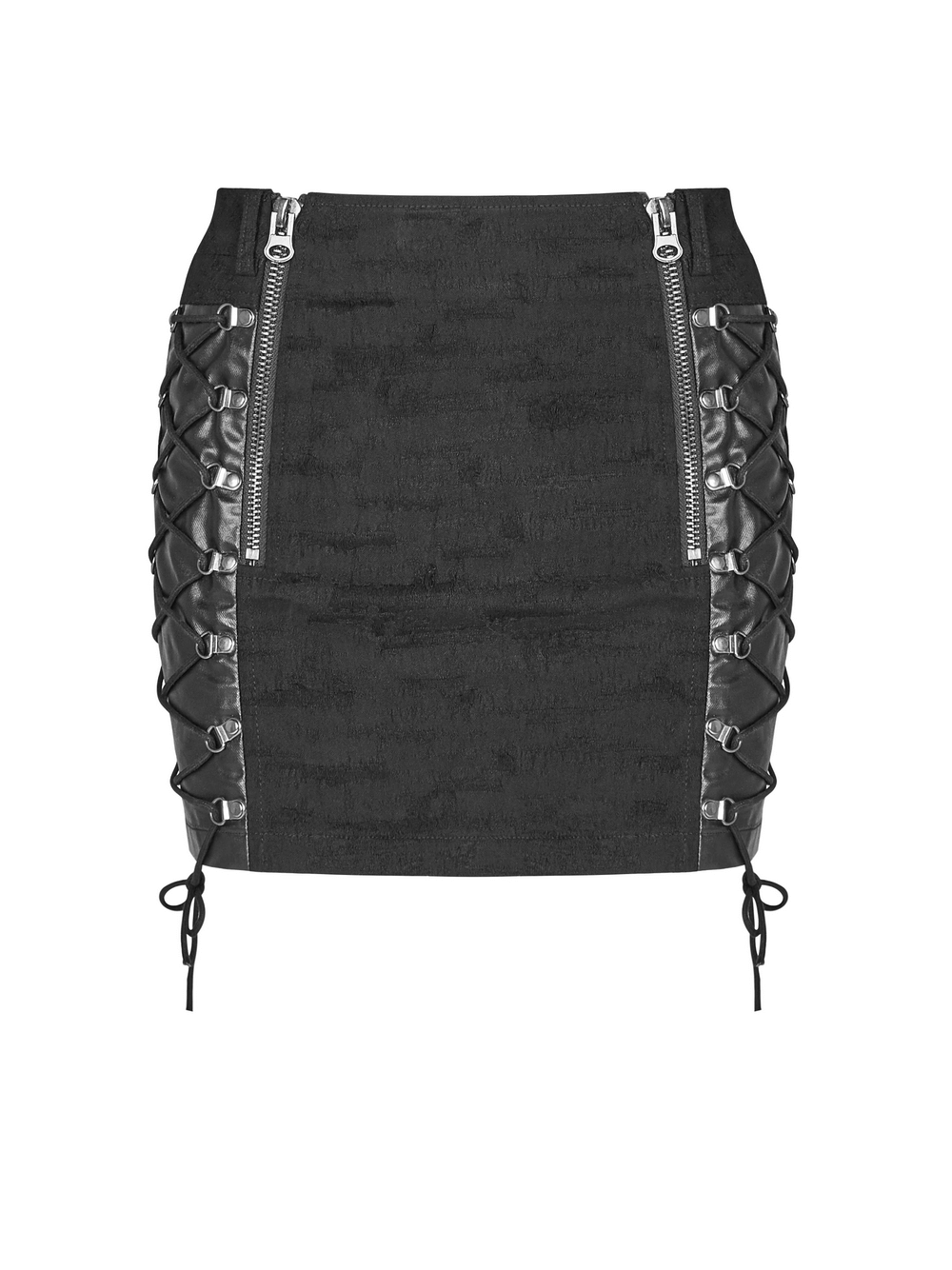 Edgy Punk Metal Half Skirt with Rivet and Rope Detail
