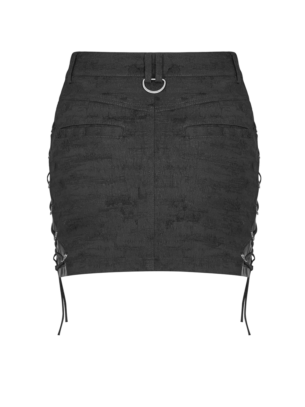 Edgy Punk Metal Half Skirt with Rivet and Rope Detail