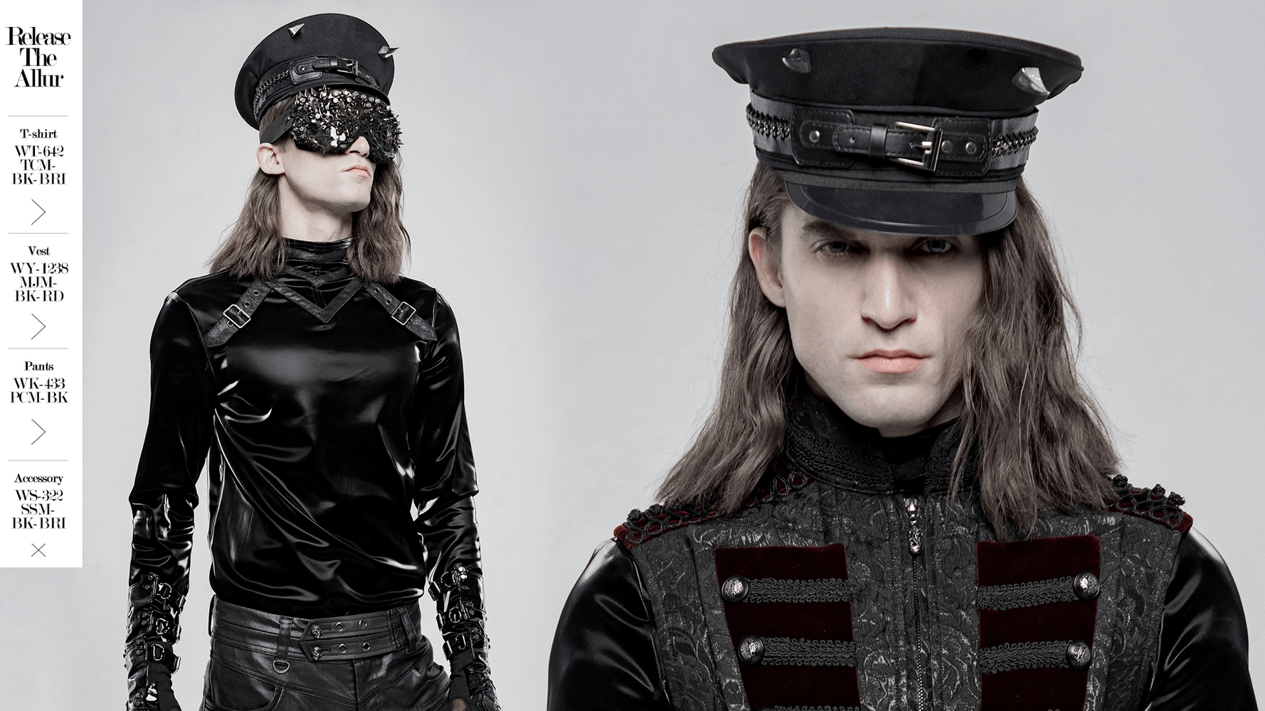 Edgy Punk Military Cap with PU Leather Buckles and Spikes
