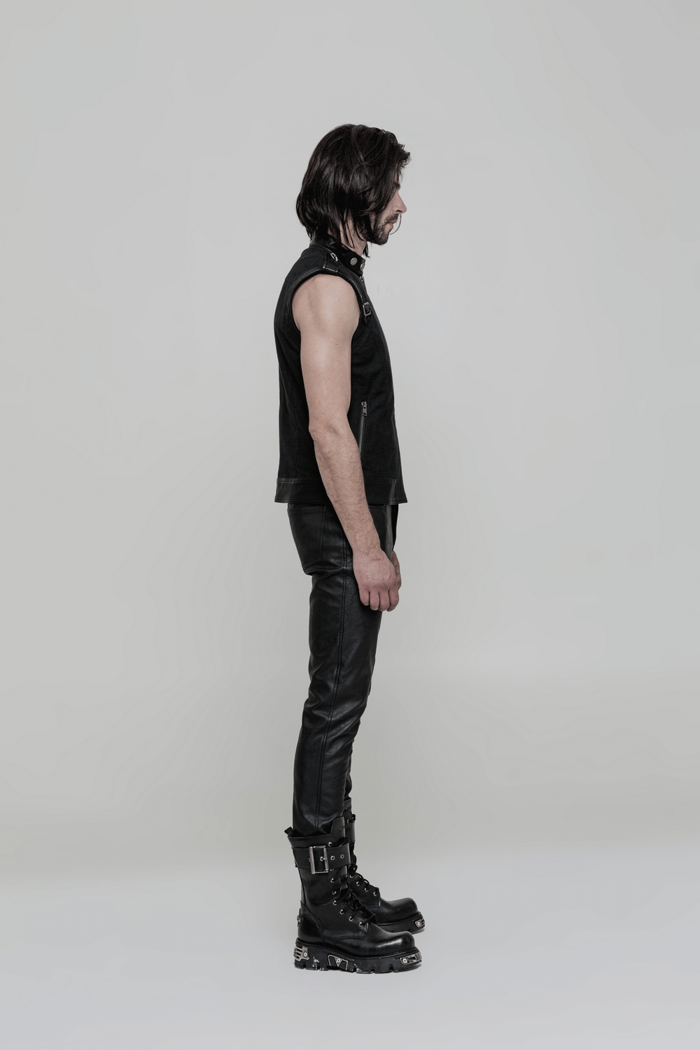 Edgy Punk PU Slim-Fit Fashion Trousers for Men