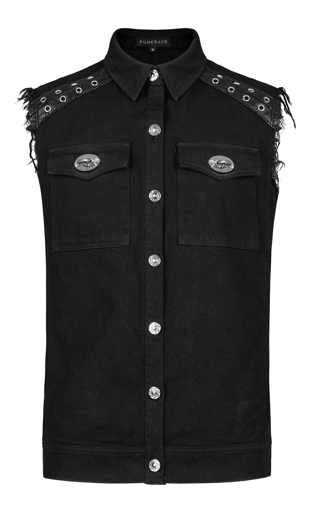 Edgy punk sleeveless vest with metal accents and studded detailing, perfect for daily wear.