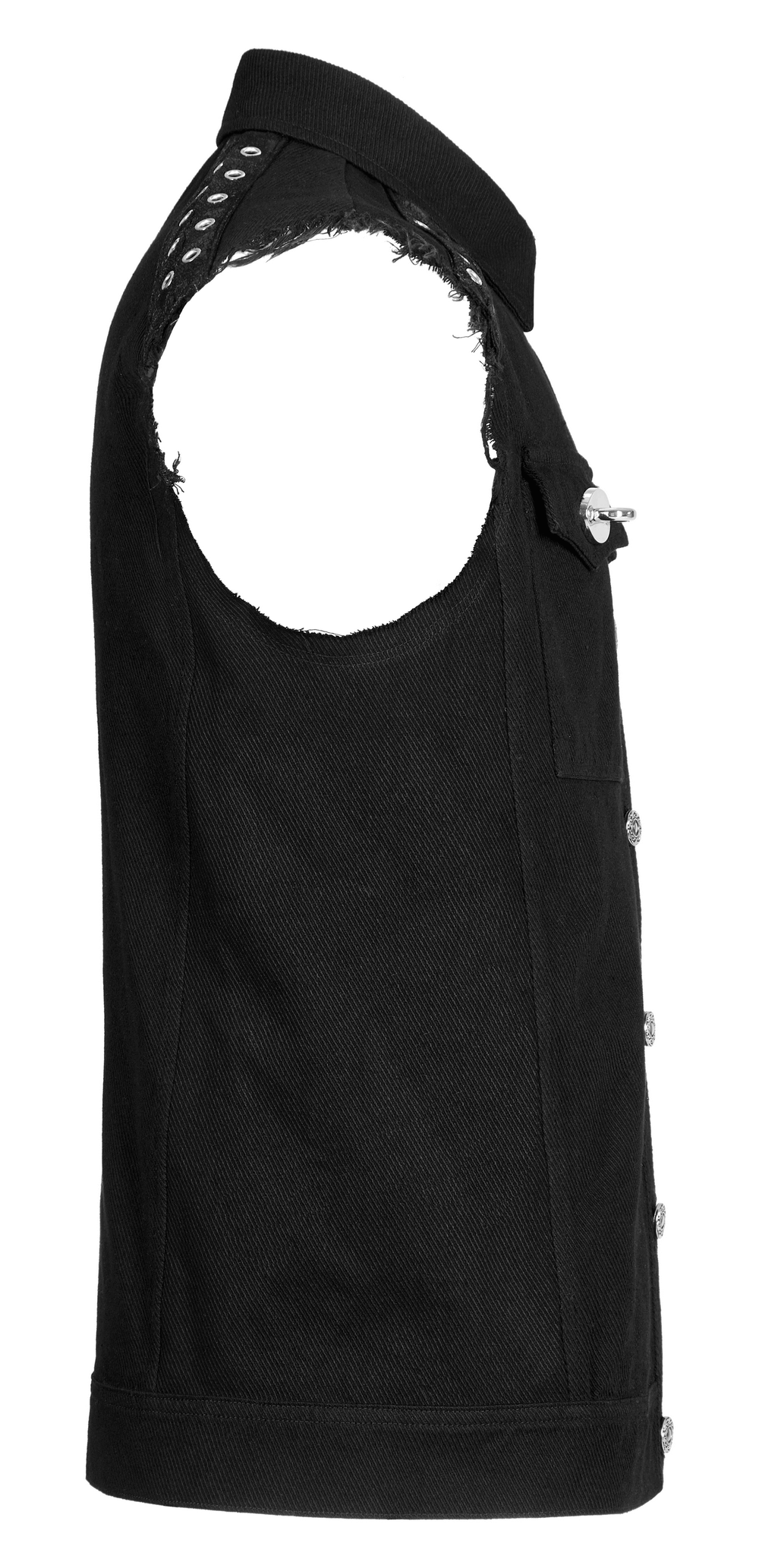 Edgy punk sleeveless twill vest with metal accents and studded detailing, perfect for daily wear.