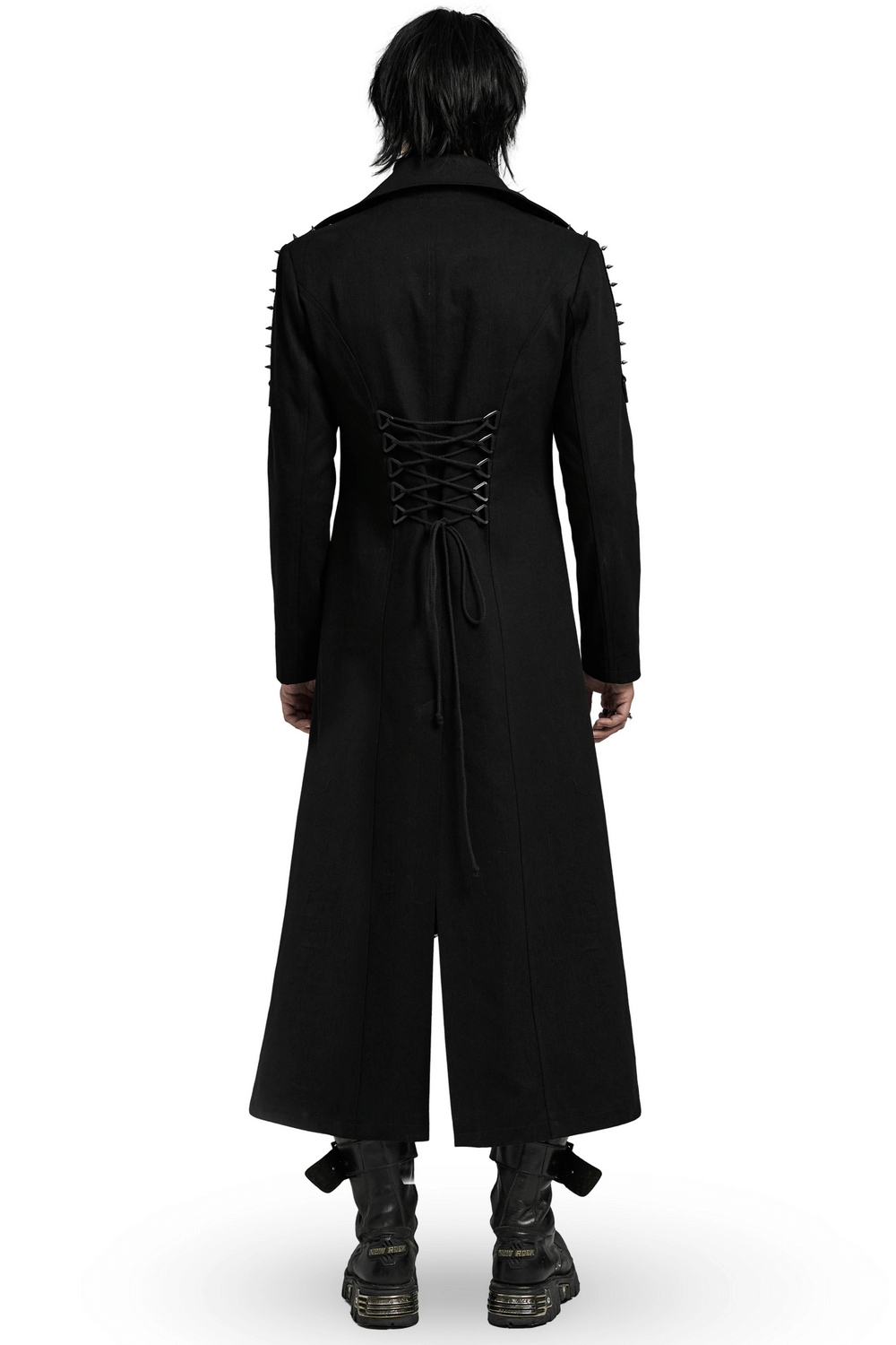 Edgy Punk-Style Long Coat with Industrial Accents
