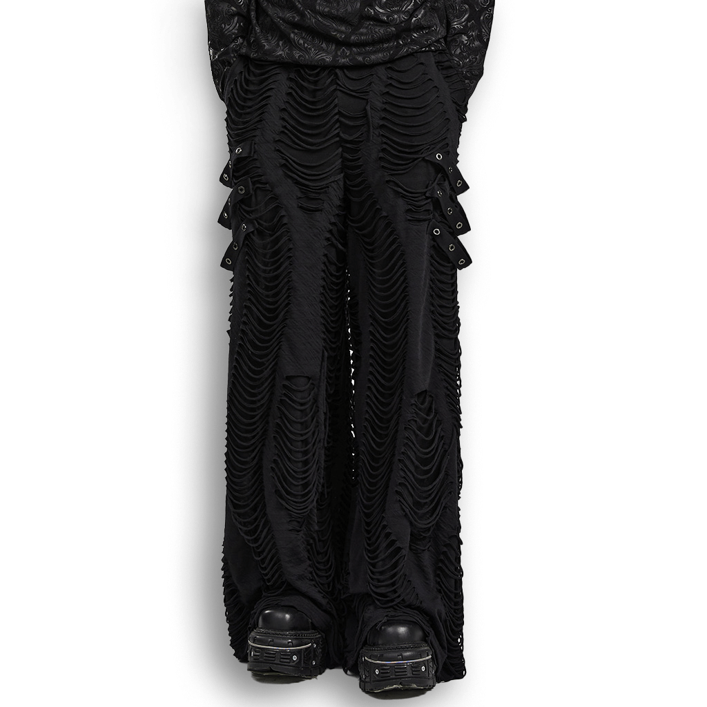 Edgy Ruched Goth Pants with Eyelet Detailing - HARD'N'HEAVY