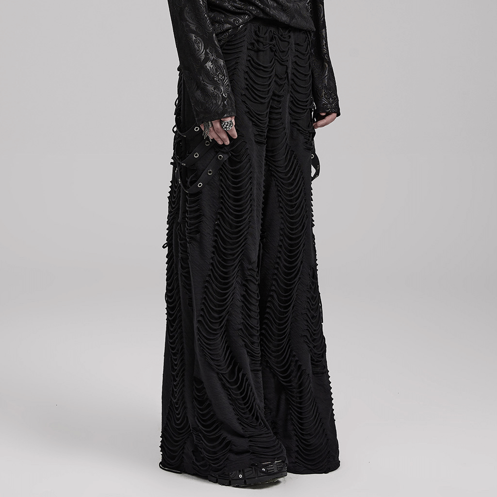 Edgy Ruched Goth Pants with Eyelet Detailing - HARD'N'HEAVY