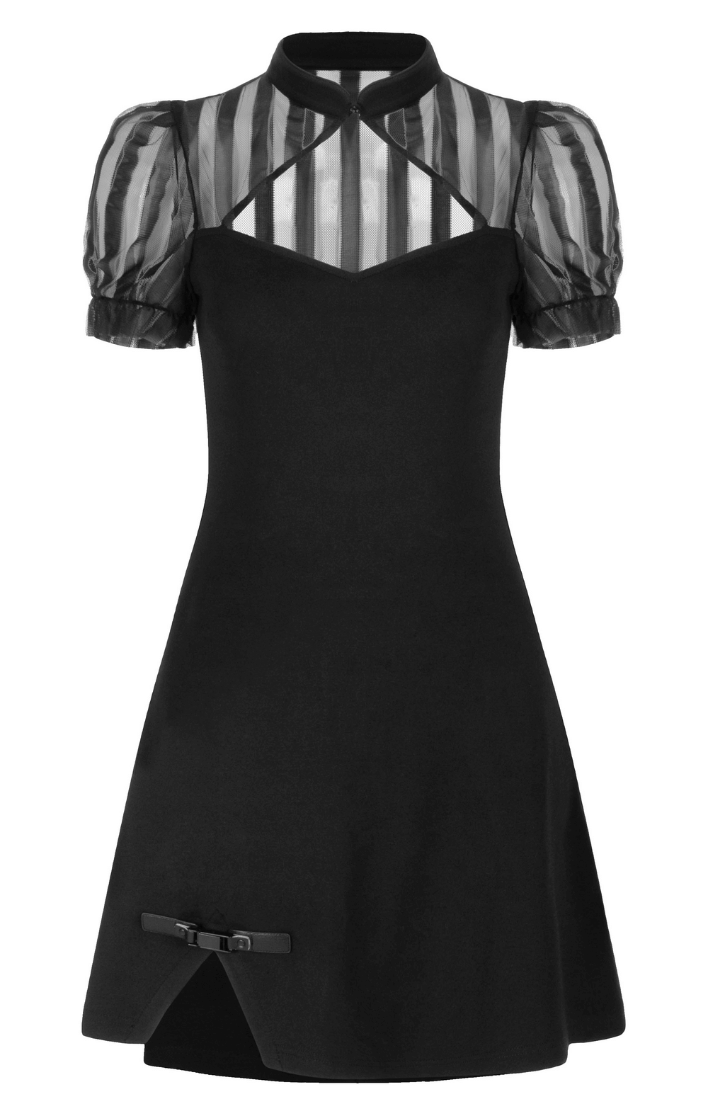 Edgy Sheer Stripe Detail Cheongsam Inspired Dress