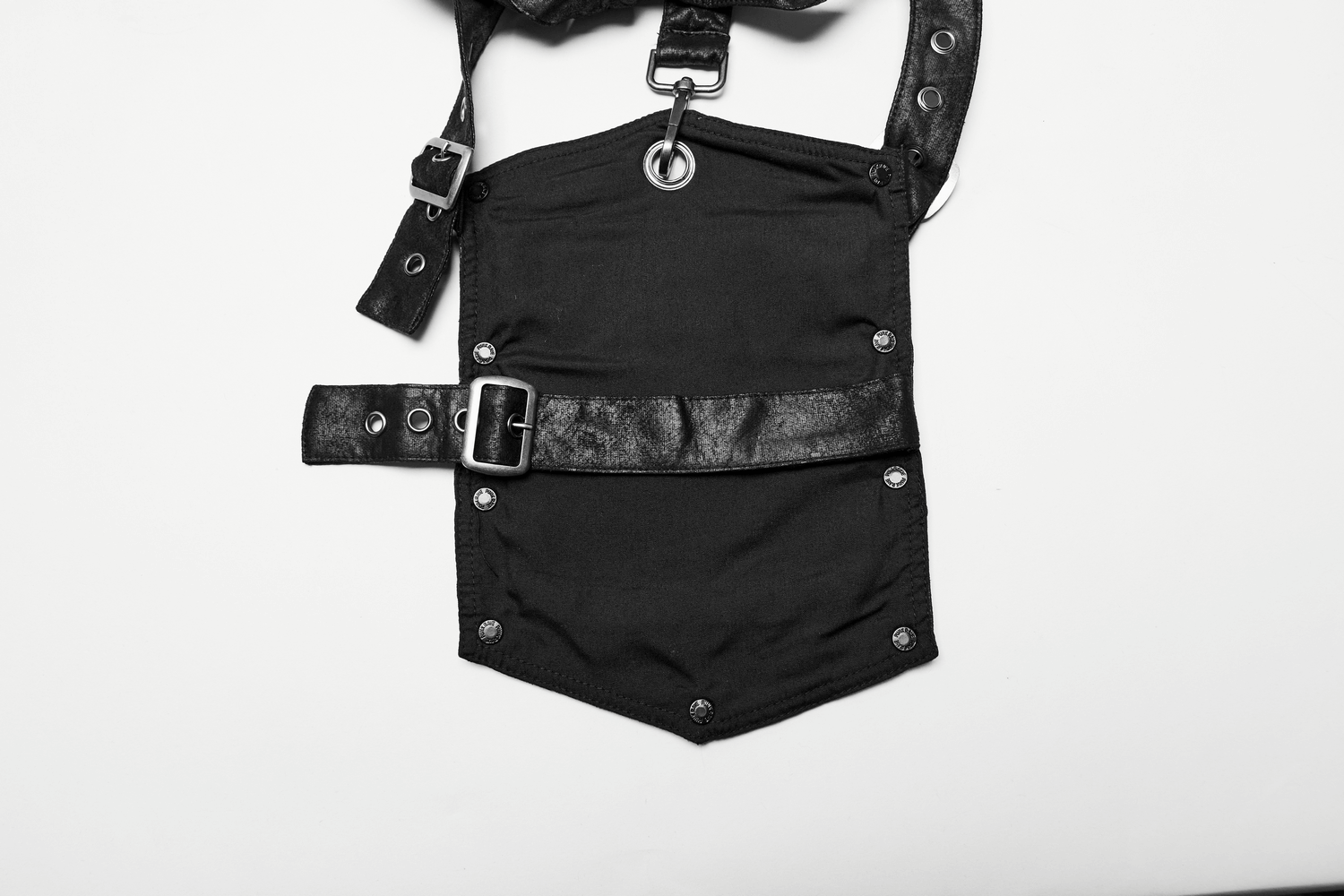 Edgy gothic punk shoulder armor with adjustable buckles and straps for a customizable fit.