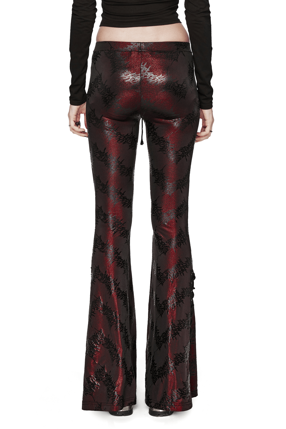 Edgy Sparkly Flared Pants with Drawstring for Women