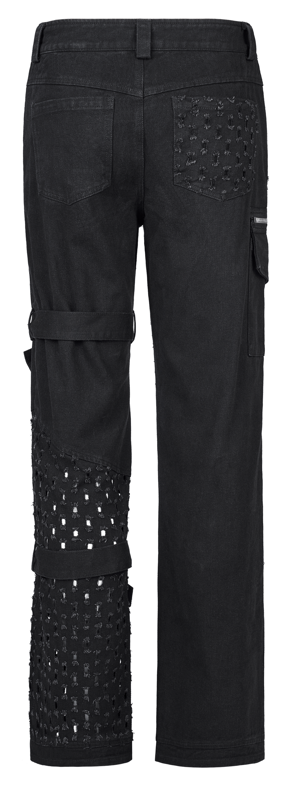 Edgy Studded Black Denim Cargo Pants for Punk Style