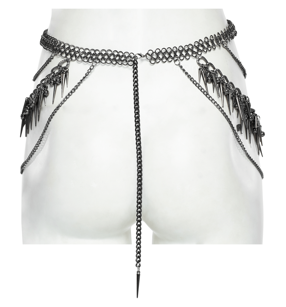 Edgy Style Metal Waist Chain with Rivet Details