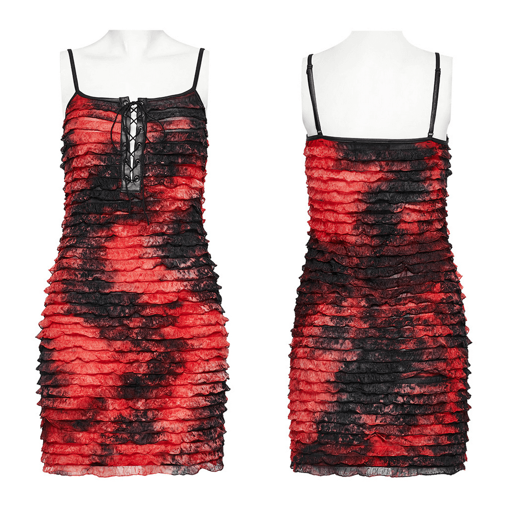 Edgy Tie-Dye Punk Dress with Adjustable Straps