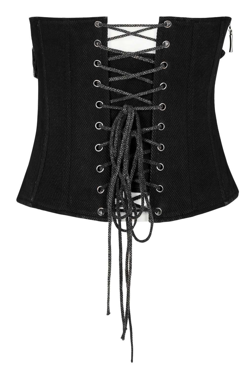Edgy Twill Fabric Corset with Metal Skull Rivets