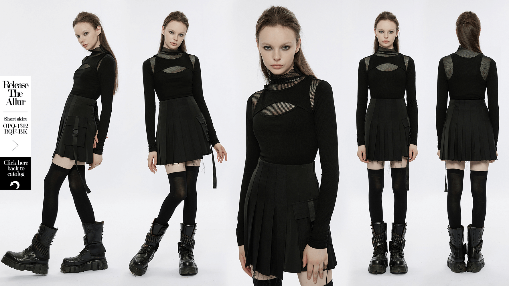 Elastic Fit Black Top with Hollow Gauze Design
