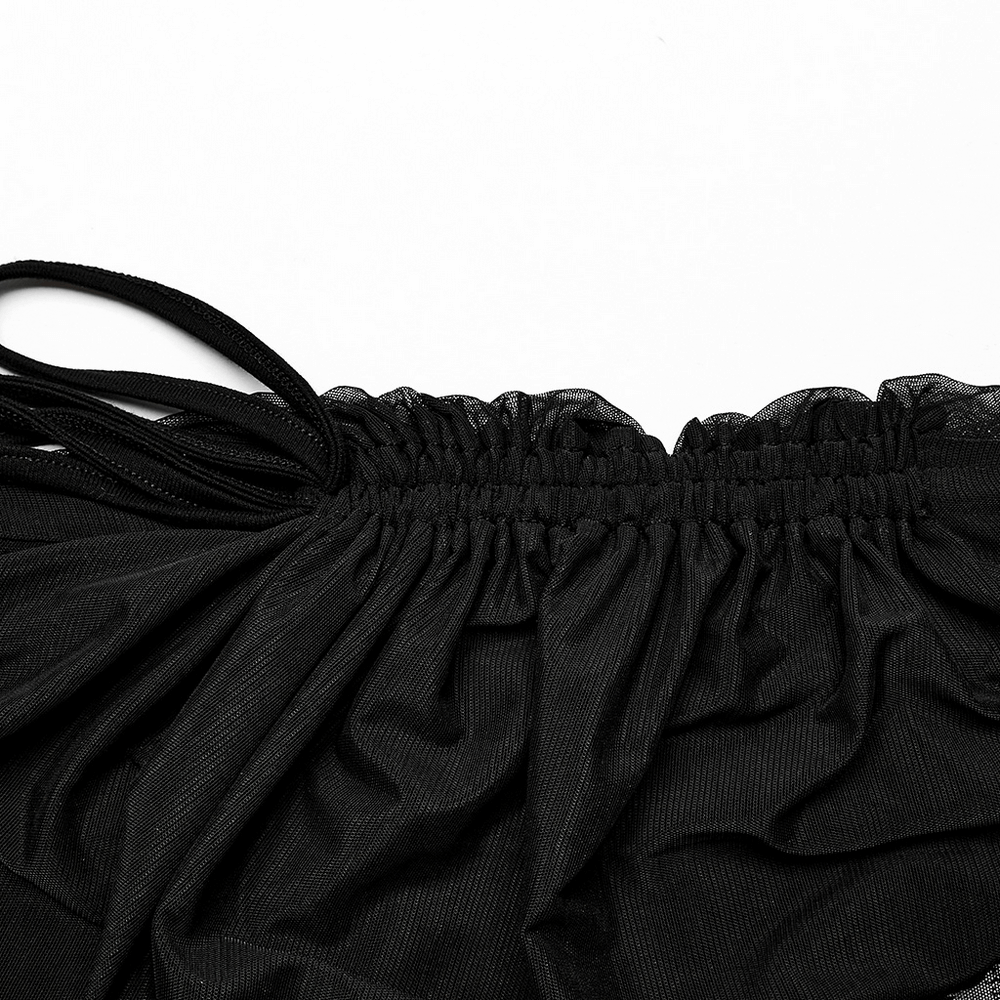 Elastic Knit and Mesh Gothic Slip Dress with Skull Print - HARD'N'HEAVY