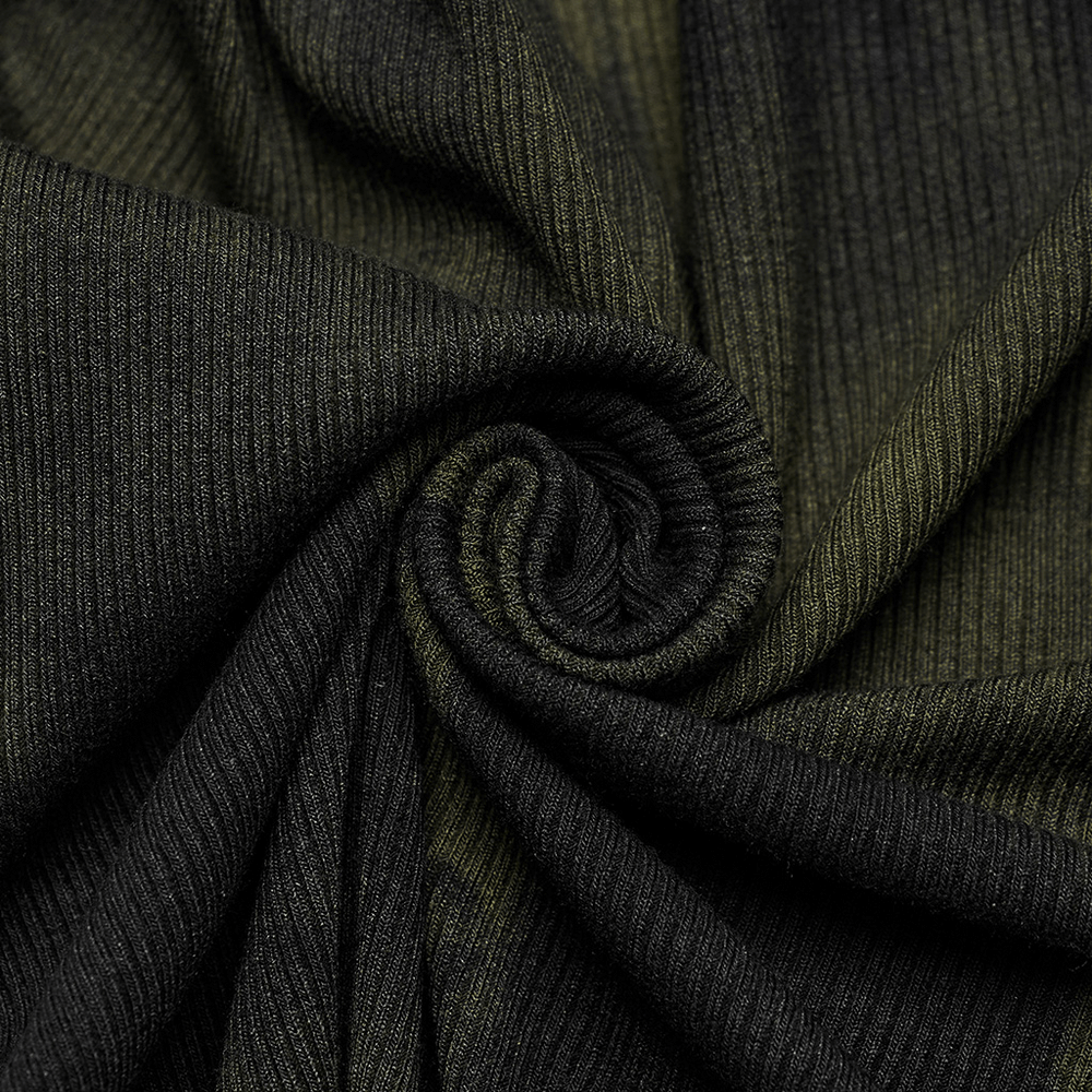 Elastic Rib Fabric Dress with Tie-Dye Print and Drawstring