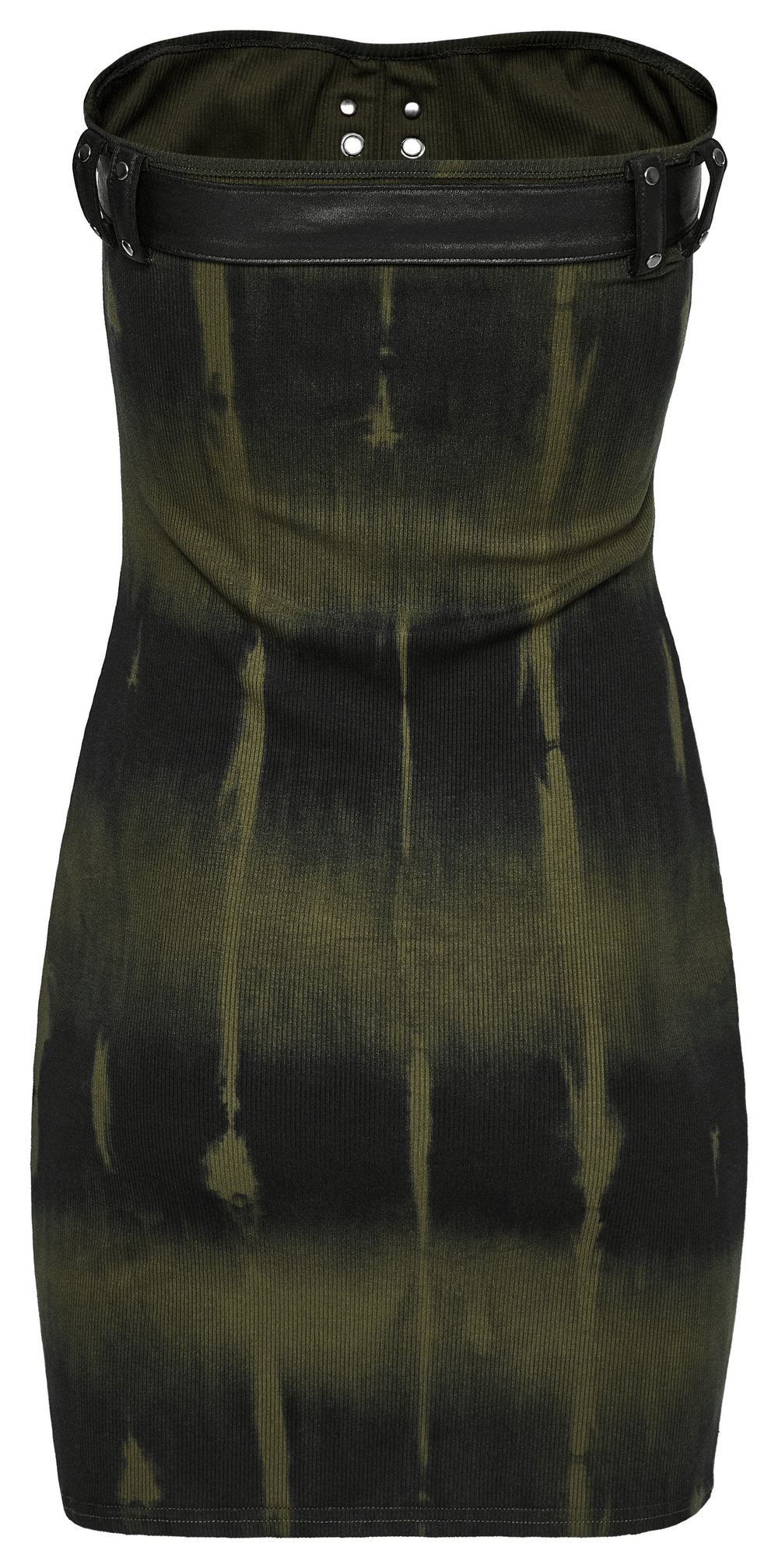 Elastic rib fabric dress with tie-dye print and drawstring belt, perfect for wild and sexy outings.