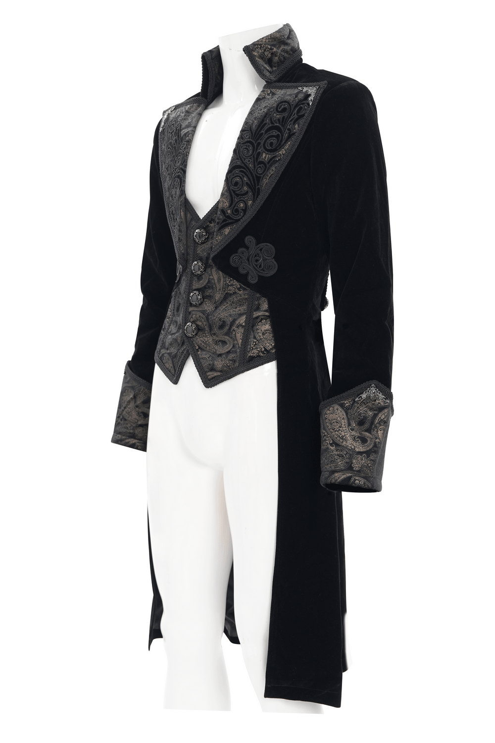 Eleganz Schwarzer Gotischer Frack mit Barockstickerei