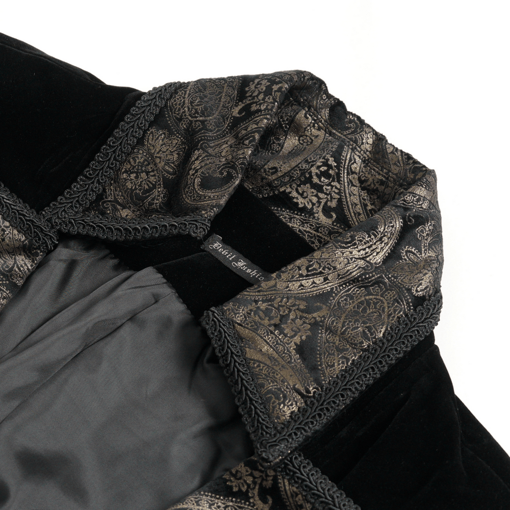 Eleganz Schwarzer Gotischer Frack mit Barockstickerei