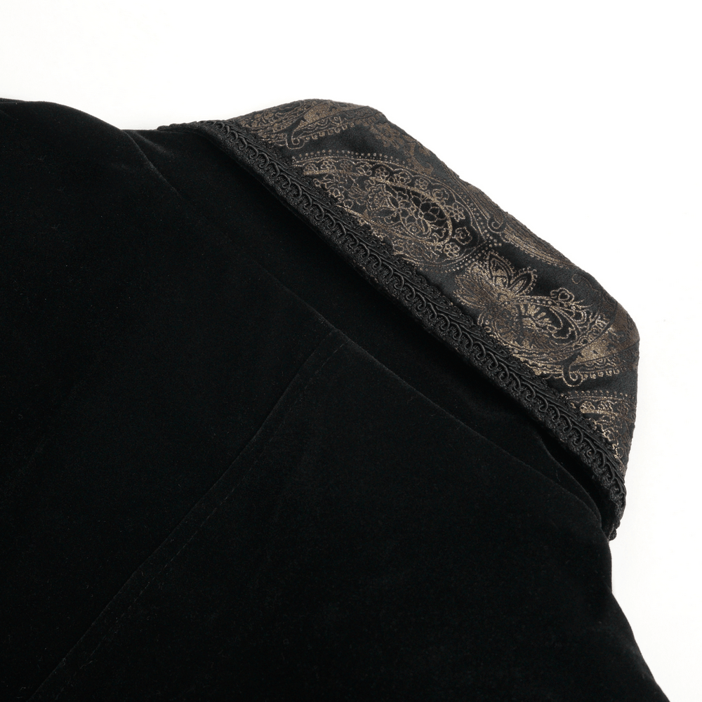 Eleganz Schwarzer Gotischer Frack mit Barockstickerei
