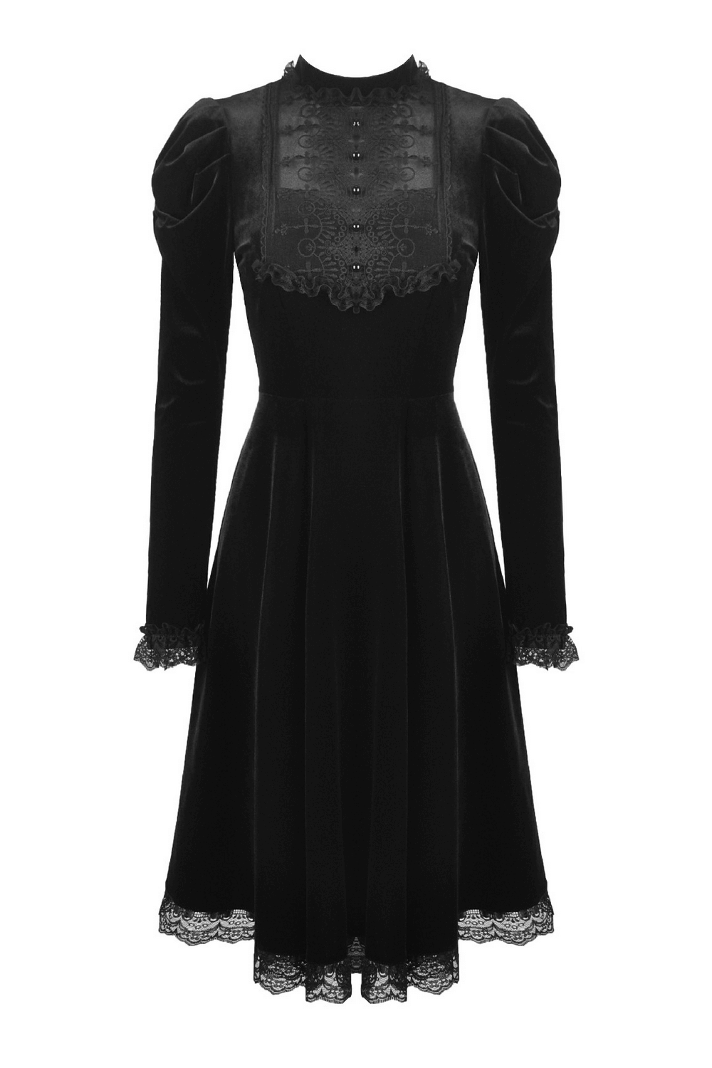 Elegance Gothic Black Lace Velvet Dress for Dark Style Elegance Gothic Black Lace Velvet Dress for Dark Style