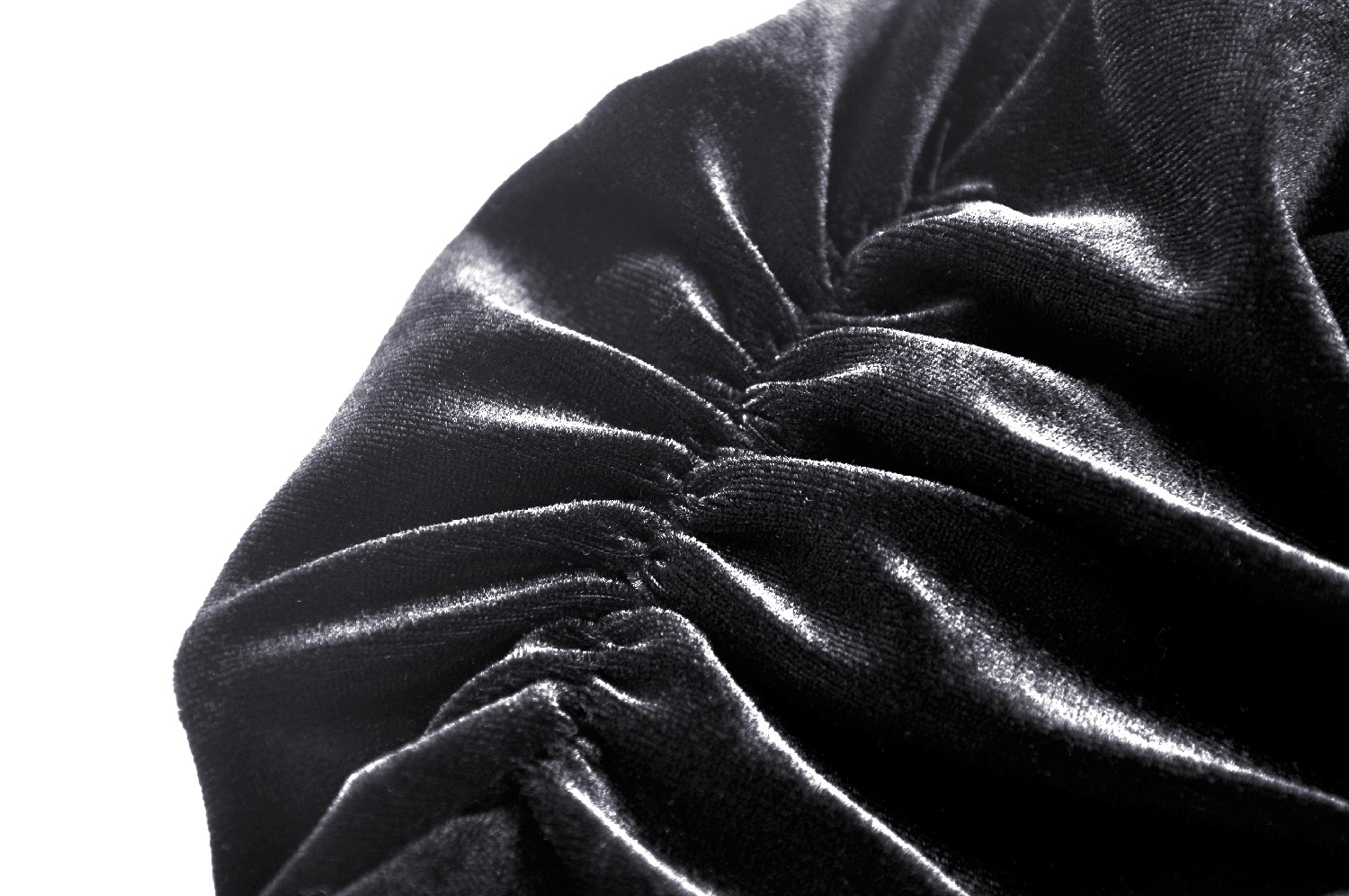 Close-up of the luxurious fabric of the Elegance Gothic Black Lace Velvet Dress for Dark Style showcasing its plush texture.