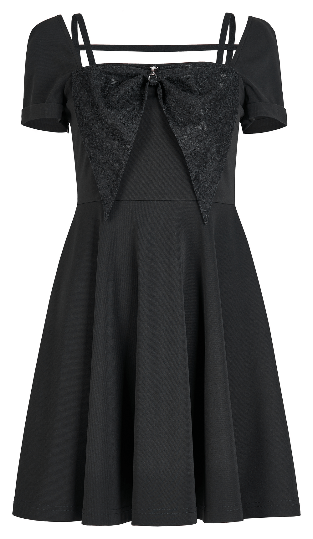 Elegant Black A-Line Dress with Decorative Bow