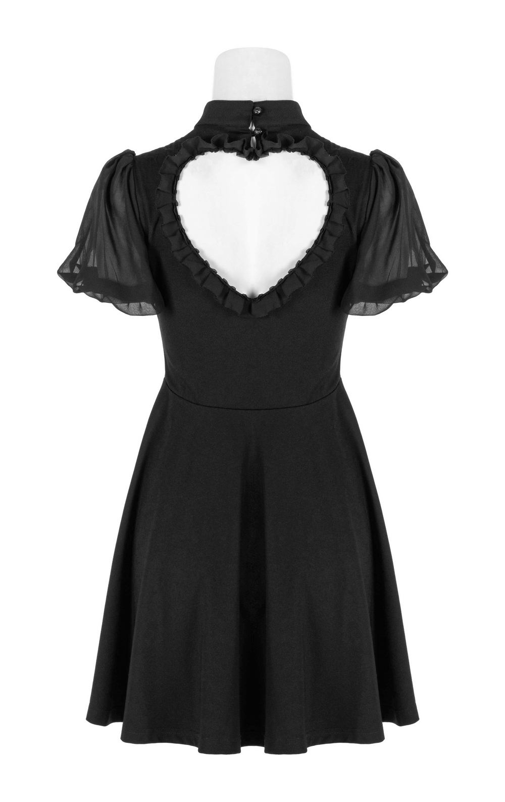 Elegant Black A-Line Dress with Sheer Puff Sleeves