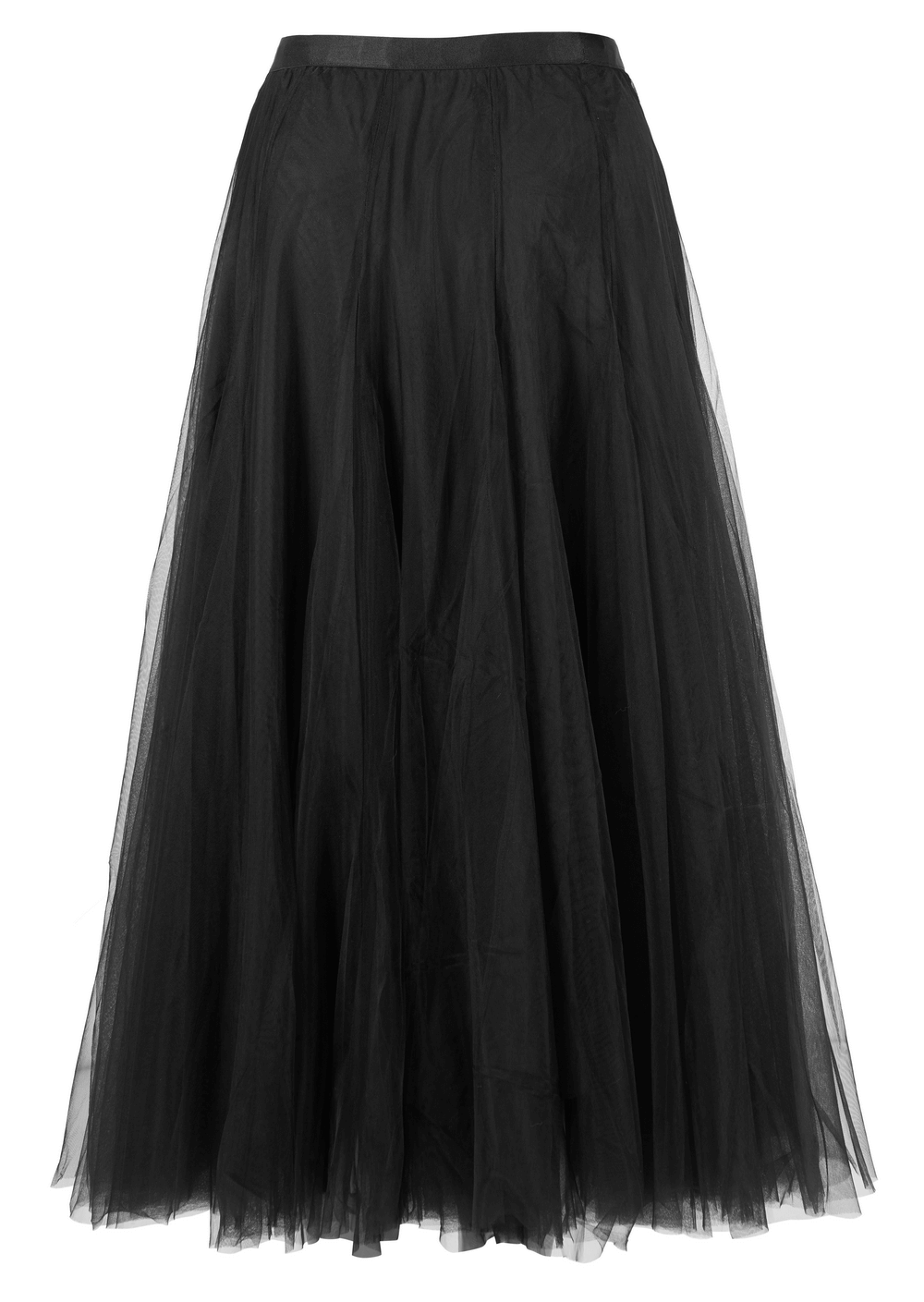 Elegant Black Ballerina Midi Skirt with Elastic Waist
