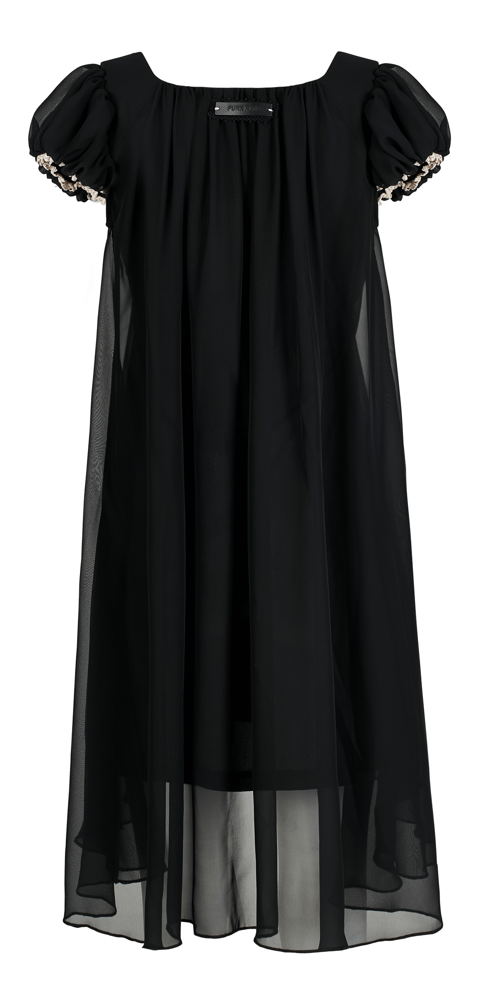 Elegant Black Chiffon Flared Pumpkin Sleeve Gown