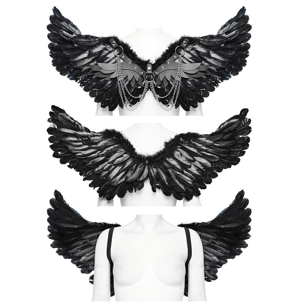 Elegant Black Feather Wings for Costumes and Events