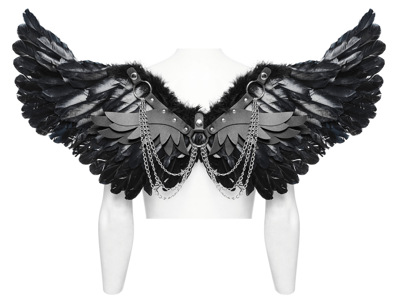 Elegant Black Feather Wings for Costumes and Events
