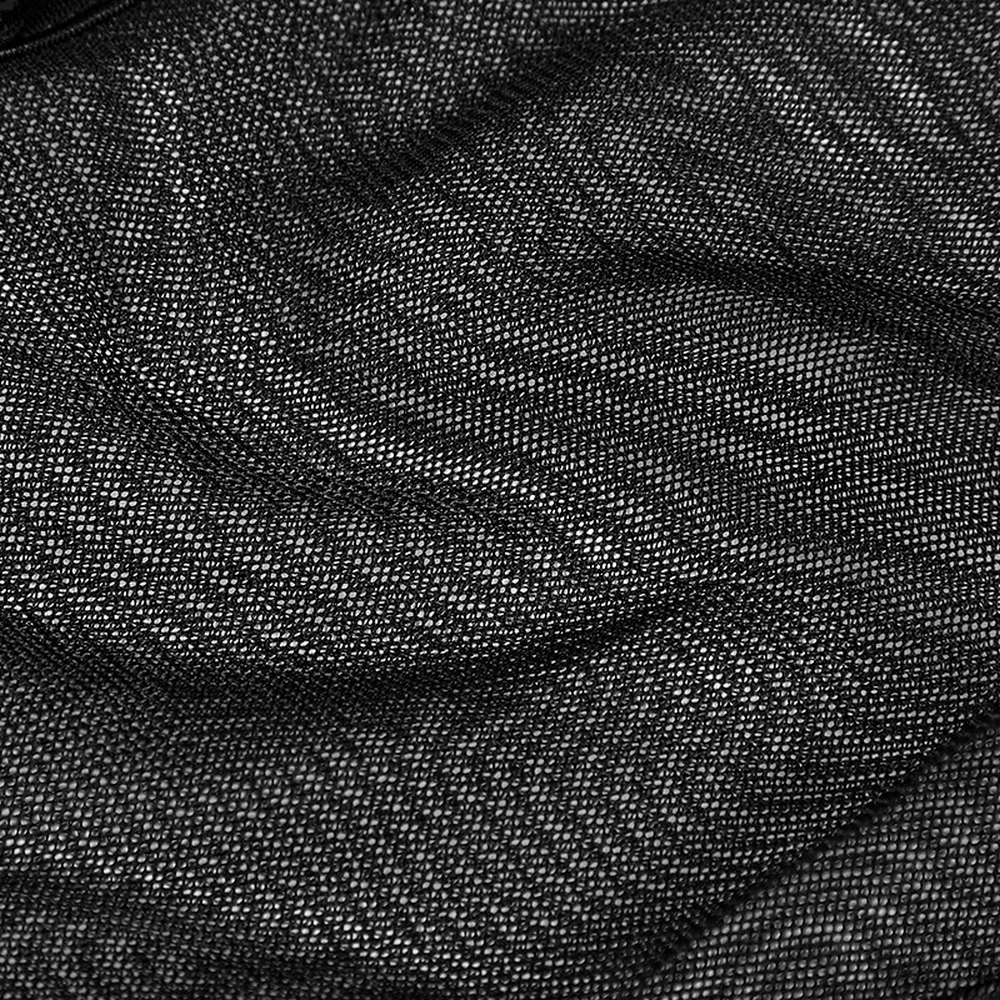 Intricate black mesh fabric texture showcasing elegant lace patterns for Gothic fashion.