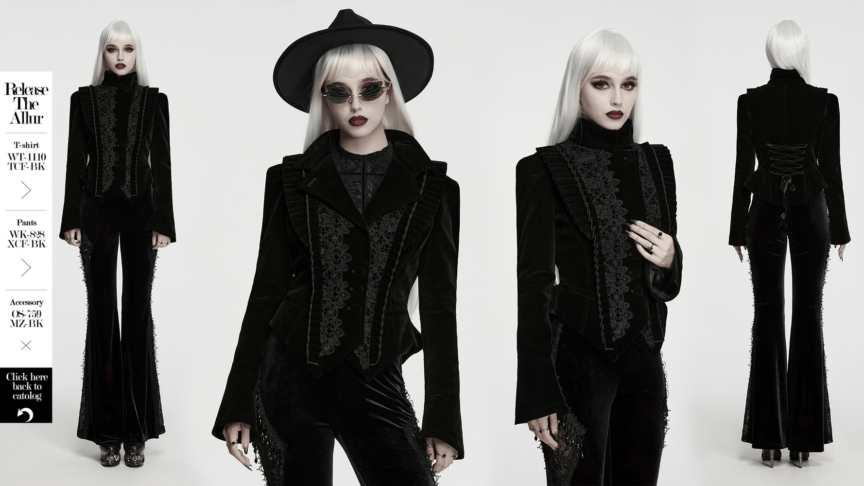 Elegante schwarze Gothic-Samtjacke mit Spitzendetails