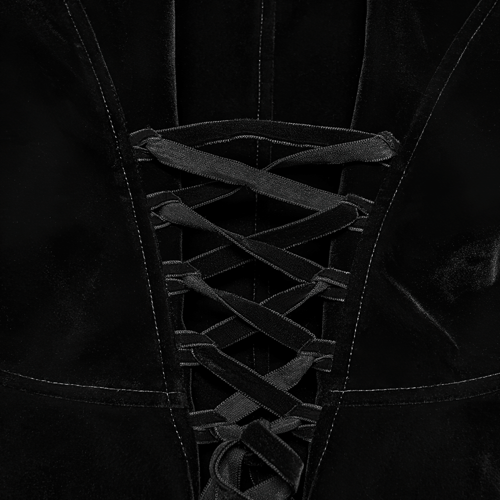 Elegante schwarze Gothic-Samtjacke mit Spitzendetails