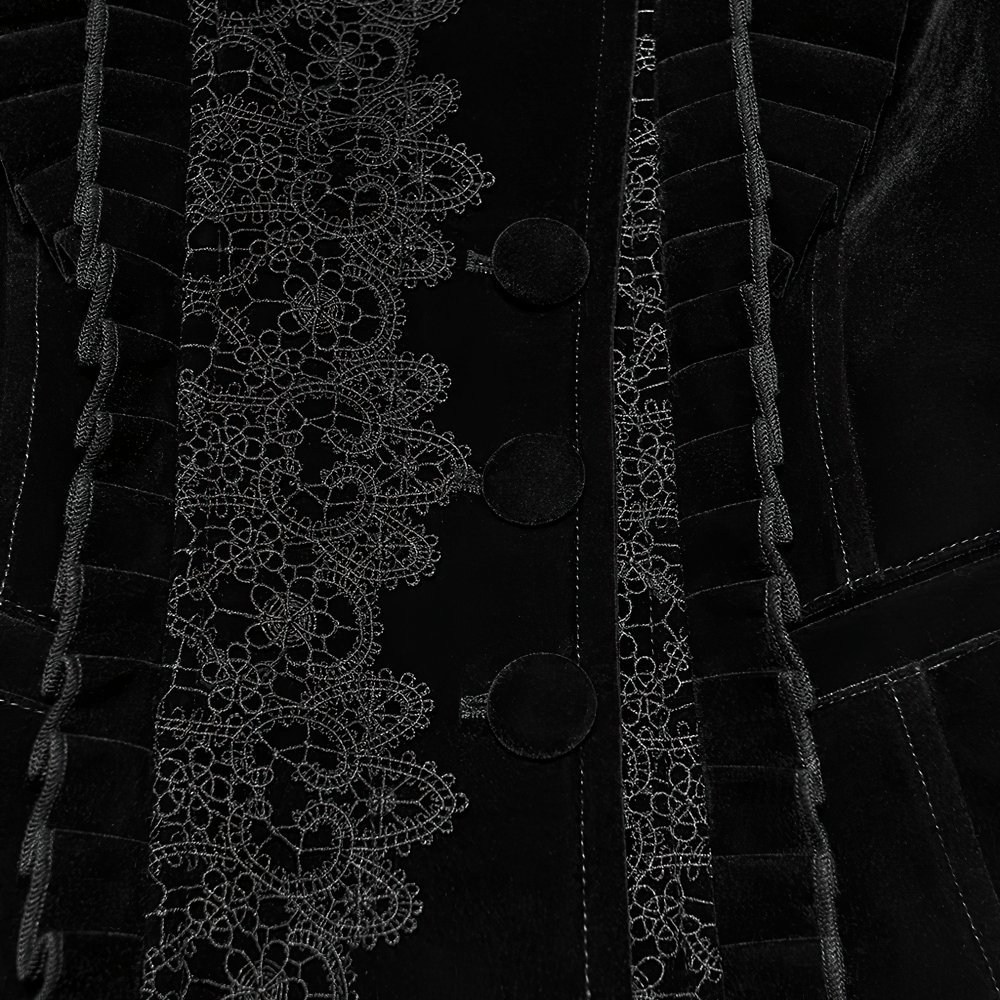 Elegante schwarze Gothic-Samtjacke mit Spitzendetails