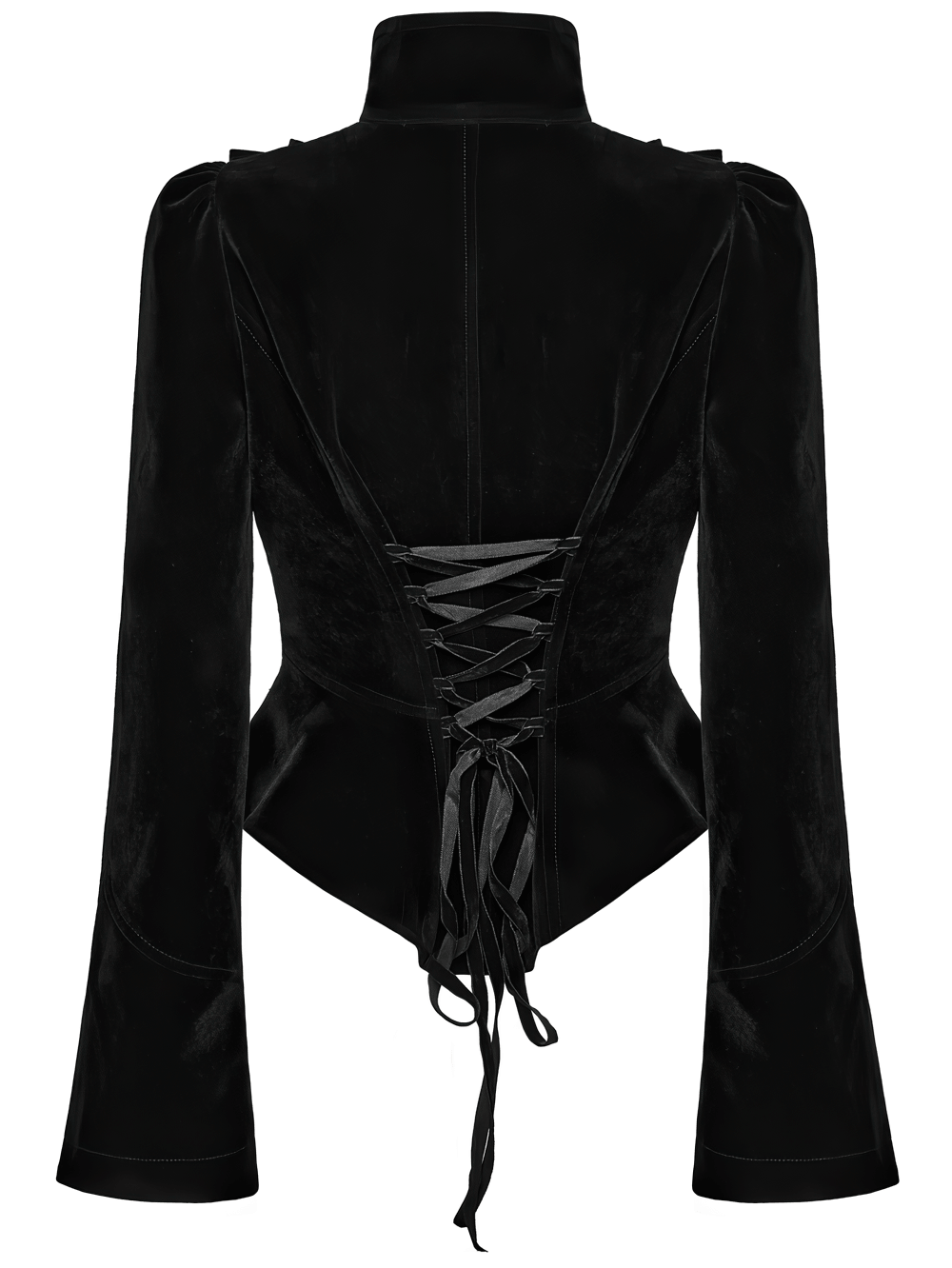 Elegante schwarze Gothic-Samtjacke mit Spitzendetails