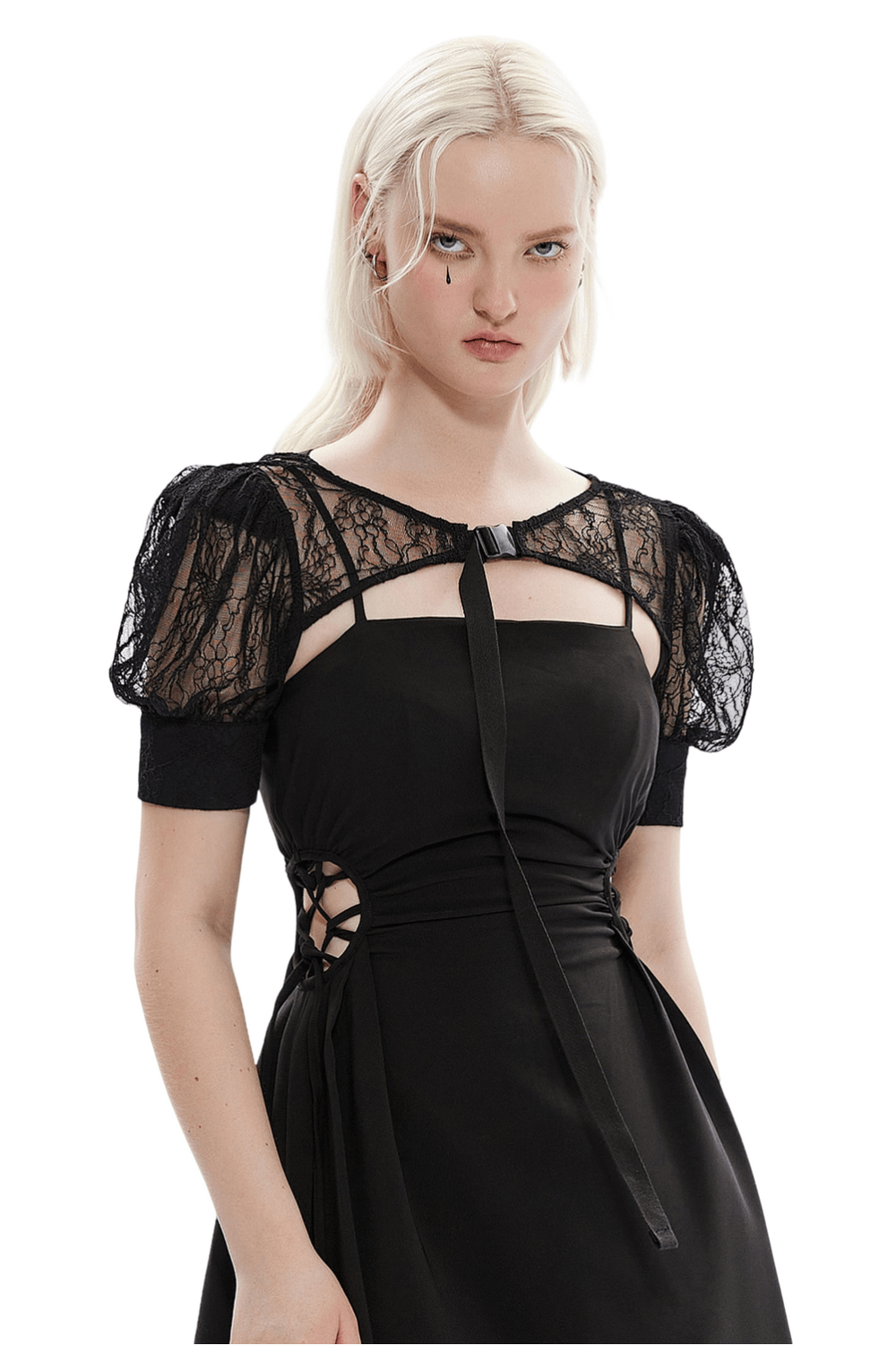 Elegant Black Lace Capelet with Princess Sleeves