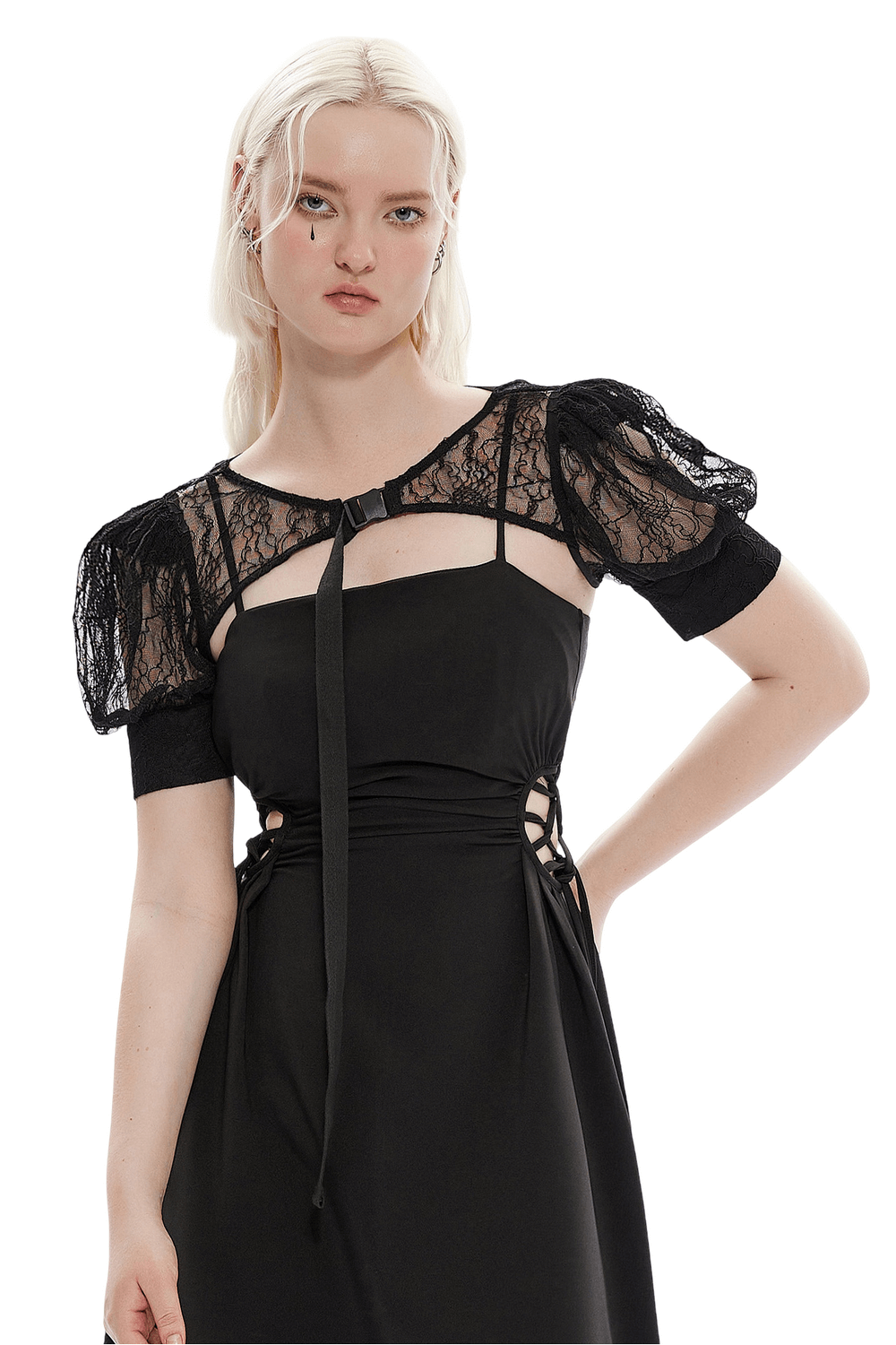 Elegant Black Lace Capelet with Princess Sleeves