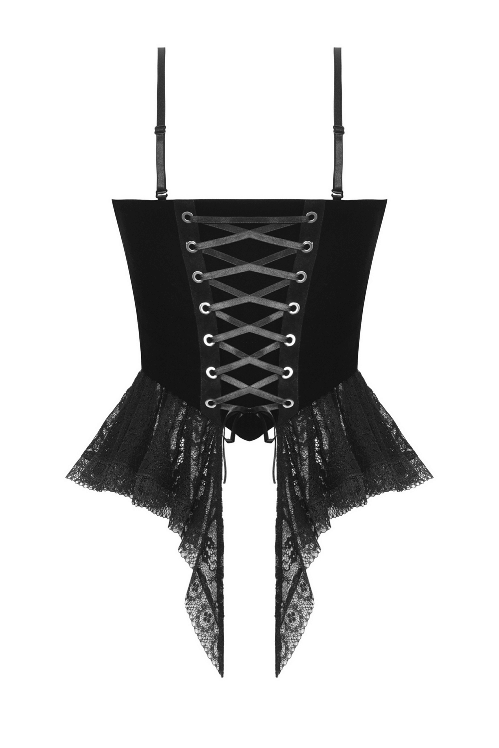 Elegant black lace corset top with floral detailing, perfect for evening wear and gothic-inspired fashion.