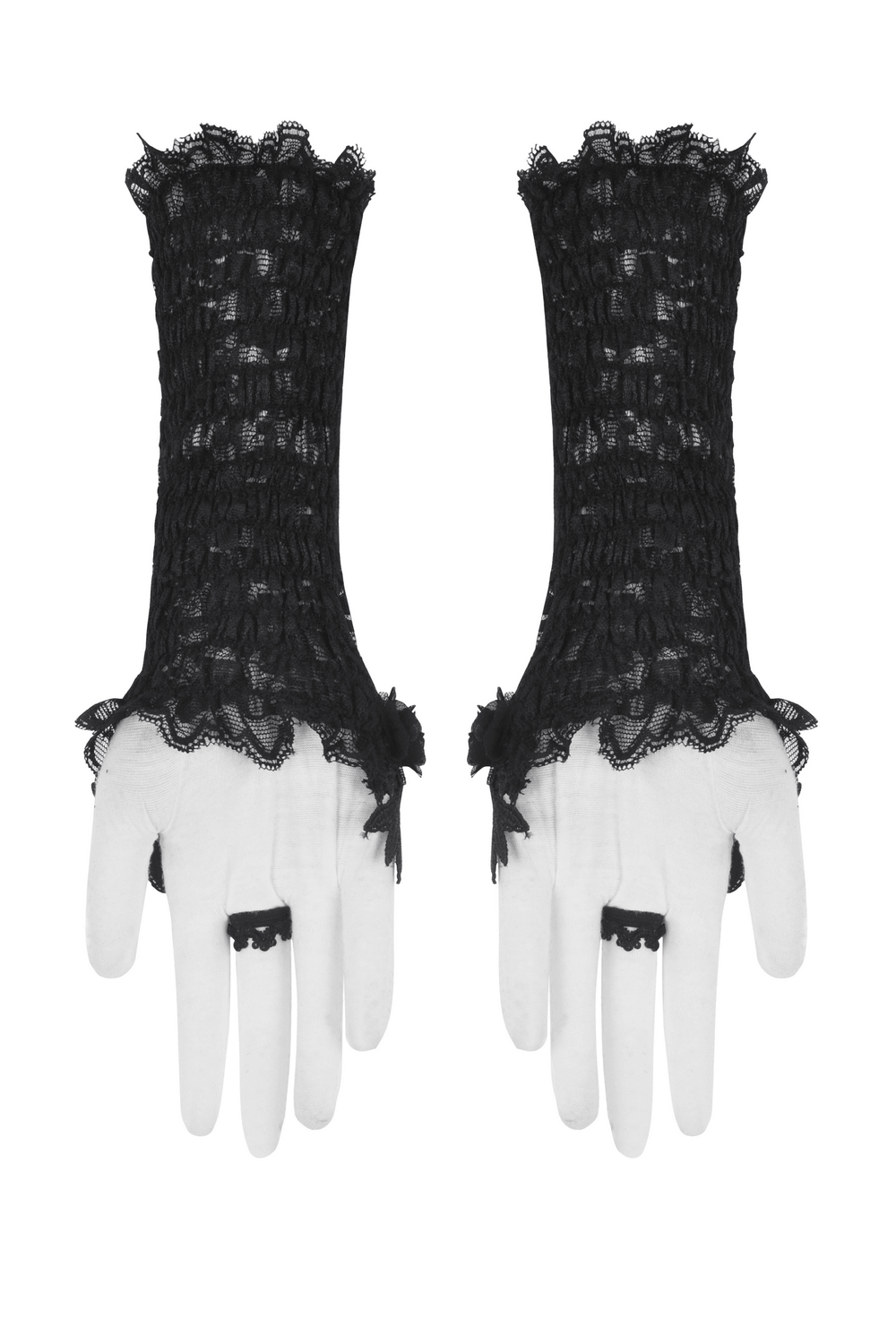 Elegant Black Lace Elbow-Length Evening Gloves