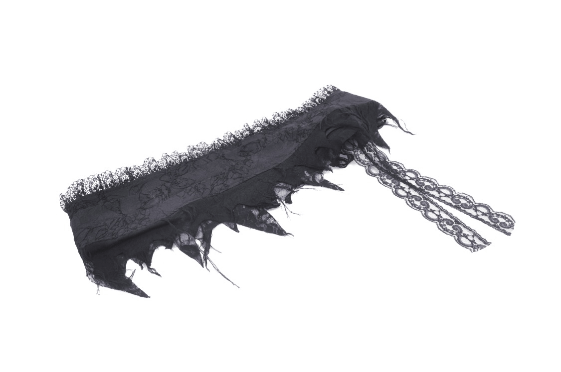 Elegant black lace accessory with intricate detailing, perfect for gothic and evening wear outfits.