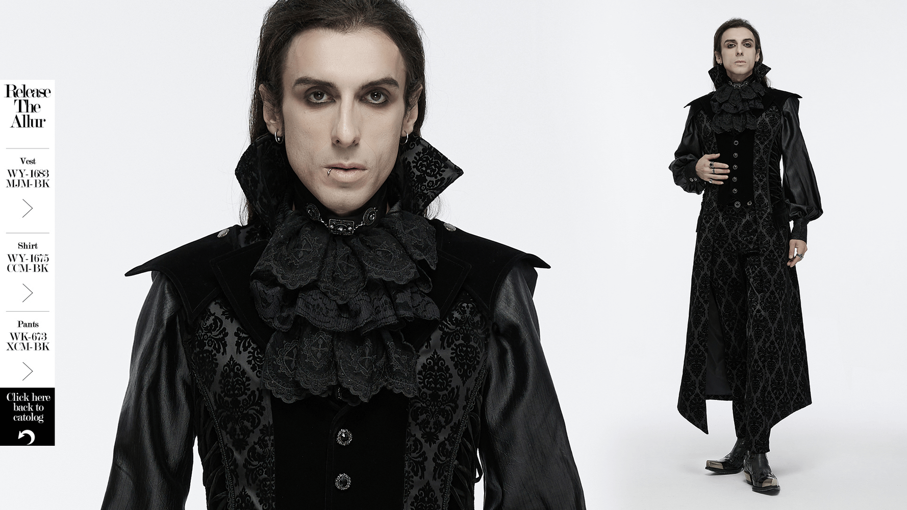 Model showcasing a luxurious black Gothic collar with intricate lace and vintage details, exuding Victorian elegance.