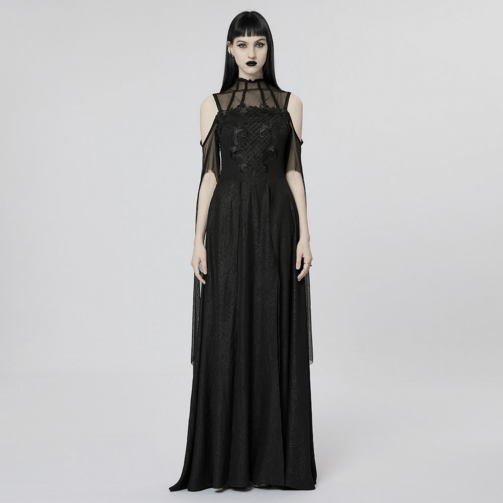 Elegant Black Lace Off the Shoulder Long Party Dress