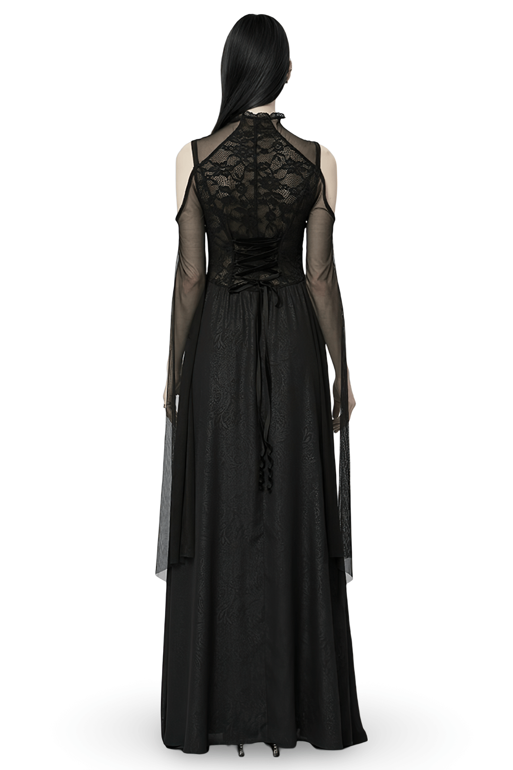 Elegant Black Lace Off the Shoulder Long Party Dress