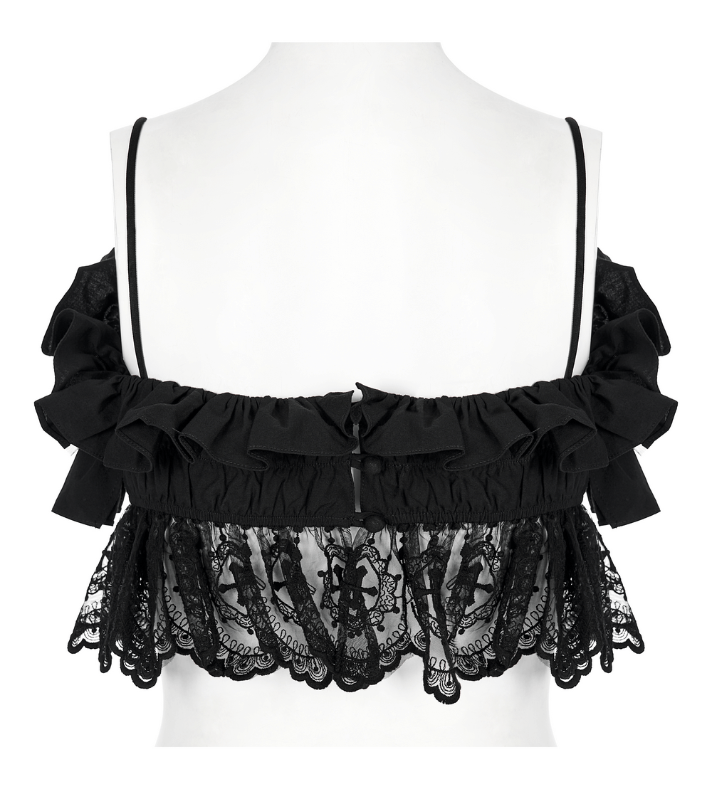 Elegant Black Lace Off-the-Shoulder Top Camisole
